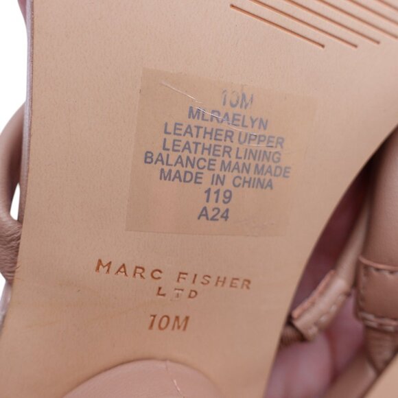 Marc Fisher Raelyn Square Toe Dress Sandals Sz 10 M Tan Slip On Leather - Picture 9 of 9
